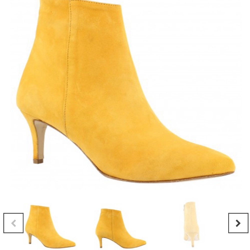 NEW IN BOX LEONARDO ITALIAN HANDMADE ANKLE BOOTS YELLOW SUEDE LEATHER.